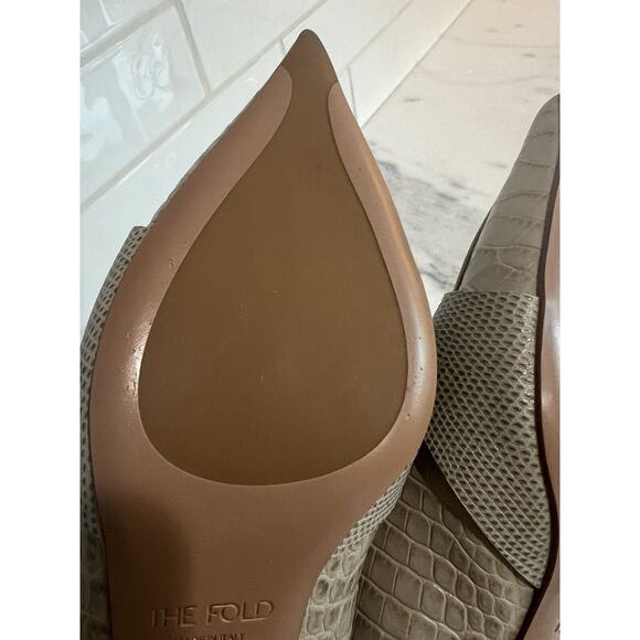 NEW The Fold London Isola 45 Mid Heel Grey Croc-Embossed Leather 38 (8) - Picture 8 of 12